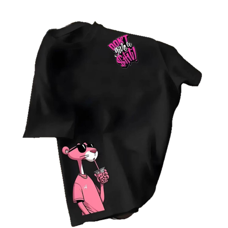 Unisex pamučna majica s ružičastim leopard printom, kratkih rukava, okruglim izrezom, opuštenim krojem