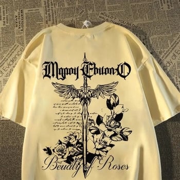 Američki stil street hip-hop ležerni ženski T-shirt s križnim dizajnom i okruglim izrezom, ljeto za parove
