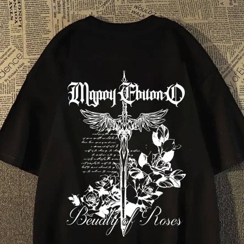 Američki stil street hip-hop ležerni ženski T-shirt s križnim dizajnom i okruglim izrezom, ljeto za parove