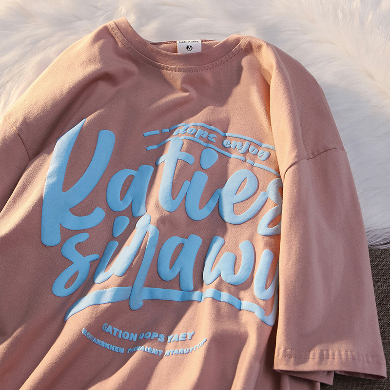 Ljetna majica za parove s natpisom - kratki rukavi, vintage retro top za žene