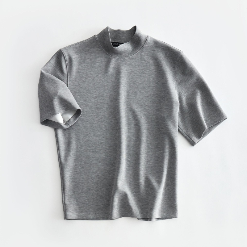 Ženski T-shirt kratkih rukava s ovratnikom mock neck, jednobojan, modal-poliester smjesa, mat završetak, model V9617