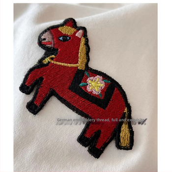 Bijela majica od čistog pamuka, unisex, kratki rukavi, dvostrano pletena, Godina konja