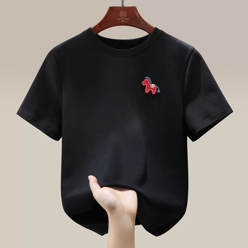 Bijela majica od čistog pamuka, unisex, kratki rukavi, dvostrano pletena, Godina konja