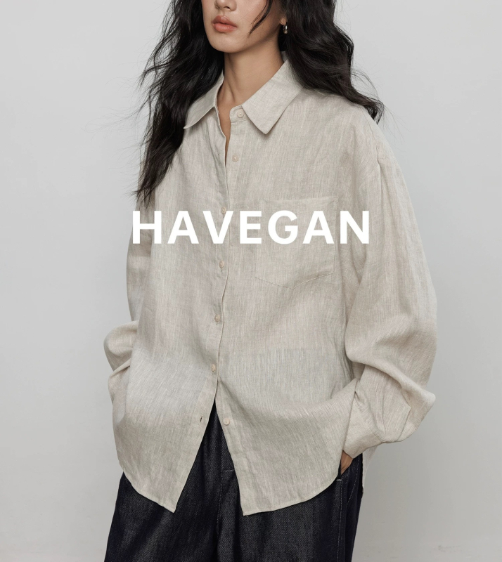Ženska lanena košulja za jesen, labav kroj, dugi rukavi, ovratnik, jednobojna, opušten stil