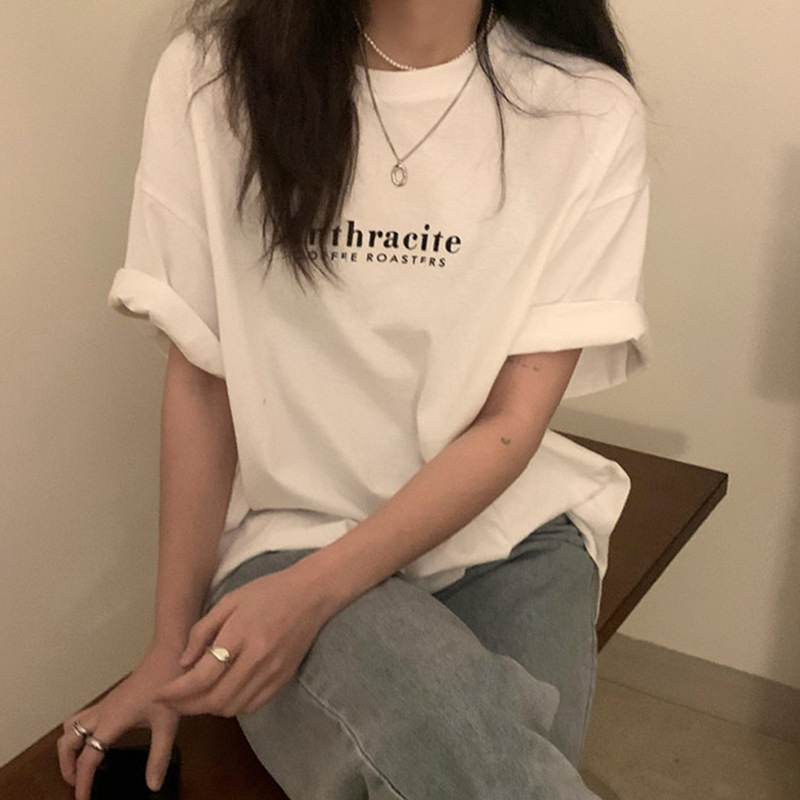 Ženski ljetni T‑shirt kratkih rukava, ležeran kroj, korejski stil, chic top s hongkonškim štihom