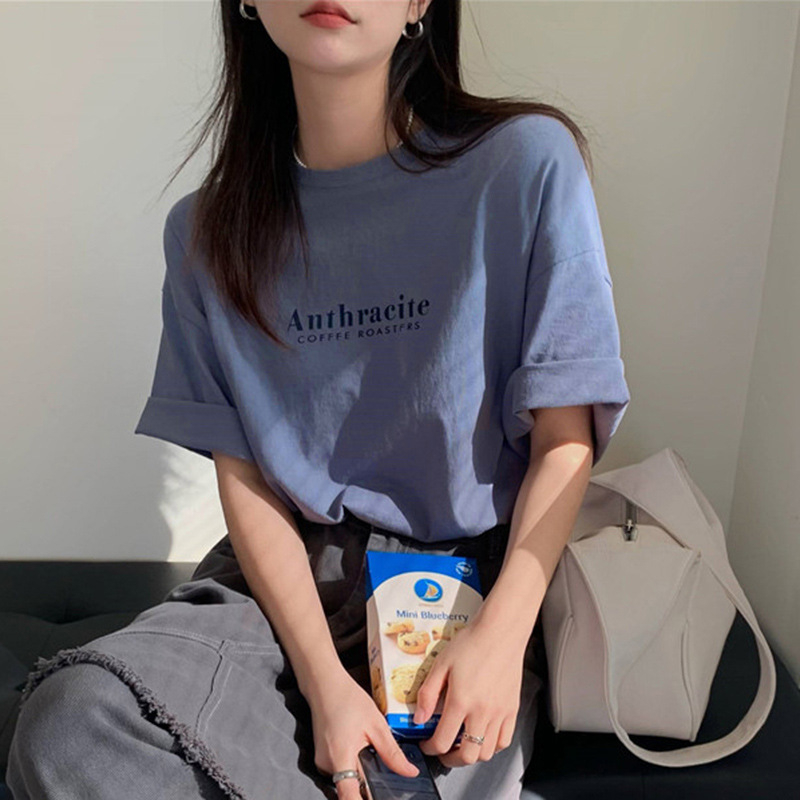 Ženski ljetni T‑shirt kratkih rukava, ležeran kroj, korejski stil, chic top s hongkonškim štihom
