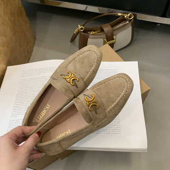 922-13 Ženske loaferice s ravnom potplatom, retro stil francko-britanski uzor, mekana podstava