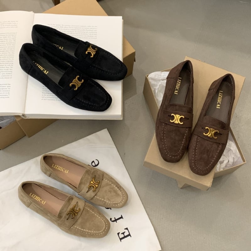 922-13 Ženske loaferice s ravnom potplatom, retro stil francko-britanski uzor, mekana podstava