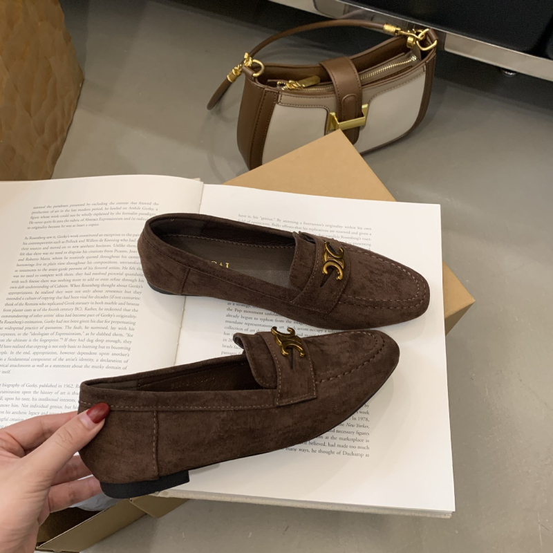 922-13 Ženske loaferice s ravnom potplatom, retro stil francko-britanski uzor, mekana podstava