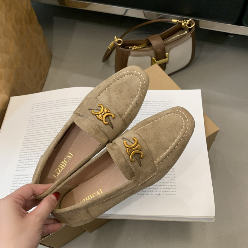 922-13 Ženske loaferice s ravnom potplatom, retro stil francko-britanski uzor, mekana podstava
