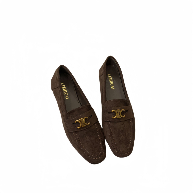 922-13 Ženske loaferice s ravnom potplatom, retro stil francko-britanski uzor, mekana podstava