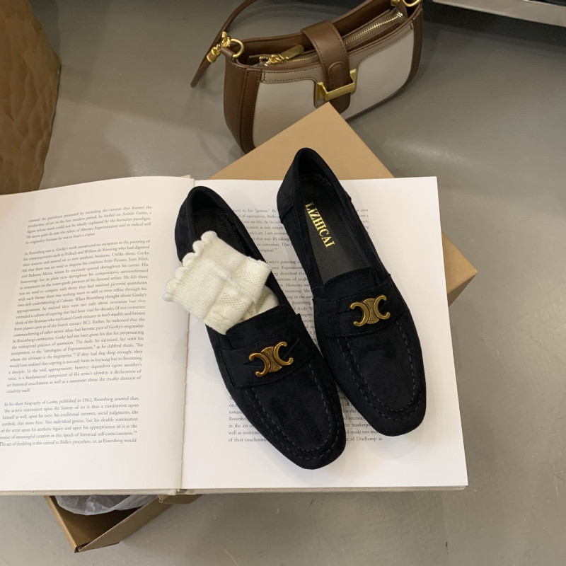 922-13 Ženske loaferice s ravnom potplatom, retro stil francko-britanski uzor, mekana podstava