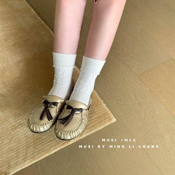 Ženske mokasine s francuskim stilom, skrivenim petom i resicama, slip-on, retro britanski stil