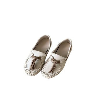 Ženske mokasine s francuskim stilom, skrivenim petom i resicama, slip-on, retro britanski stil