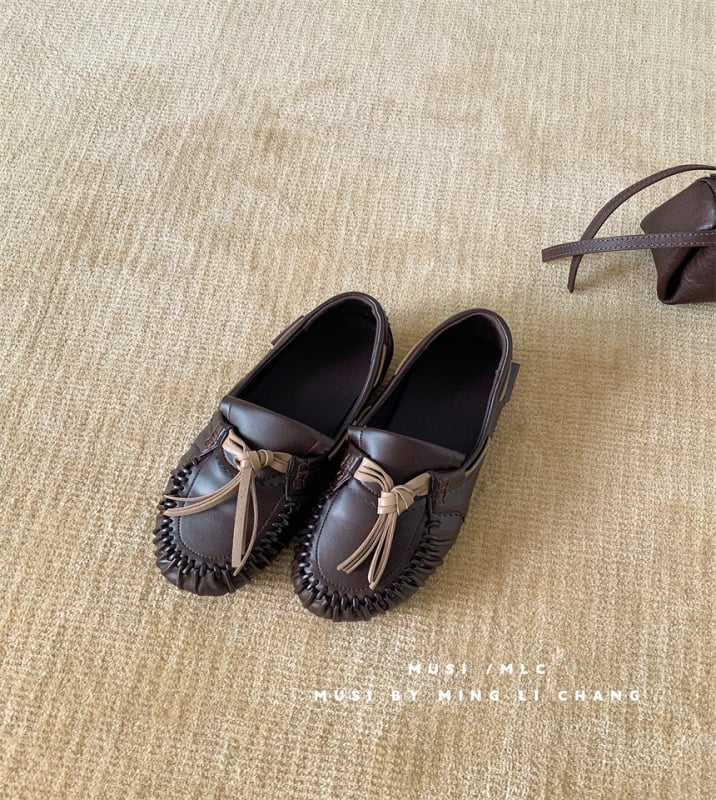 Ženske mokasine s francuskim stilom, skrivenim petom i resicama, slip-on, retro britanski stil