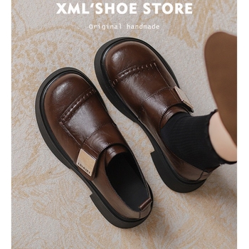 Γυναικείες loafers από μαλακό δέρμα αγελάδας, βρετανικού ύφους, άνοιξη 2026, ρετρό παχιά σόλα, κατάλληλες για καθημερινή χρήση