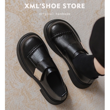 Γυναικείες loafers από μαλακό δέρμα αγελάδας, βρετανικού ύφους, άνοιξη 2026, ρετρό παχιά σόλα, κατάλληλες για καθημερινή χρήση