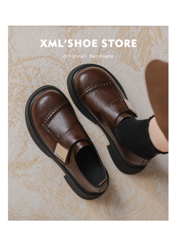Γυναικείες loafers από μαλακό δέρμα αγελάδας, βρετανικού ύφους, άνοιξη 2026, ρετρό παχιά σόλα, κατάλληλες για καθημερινή χρήση