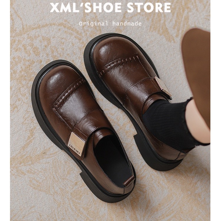 Γυναικείες loafers από μαλακό δέρμα αγελάδας, βρετανικού ύφους, άνοιξη 2026, ρετρό παχιά σόλα, κατάλληλες για καθημερινή χρήση