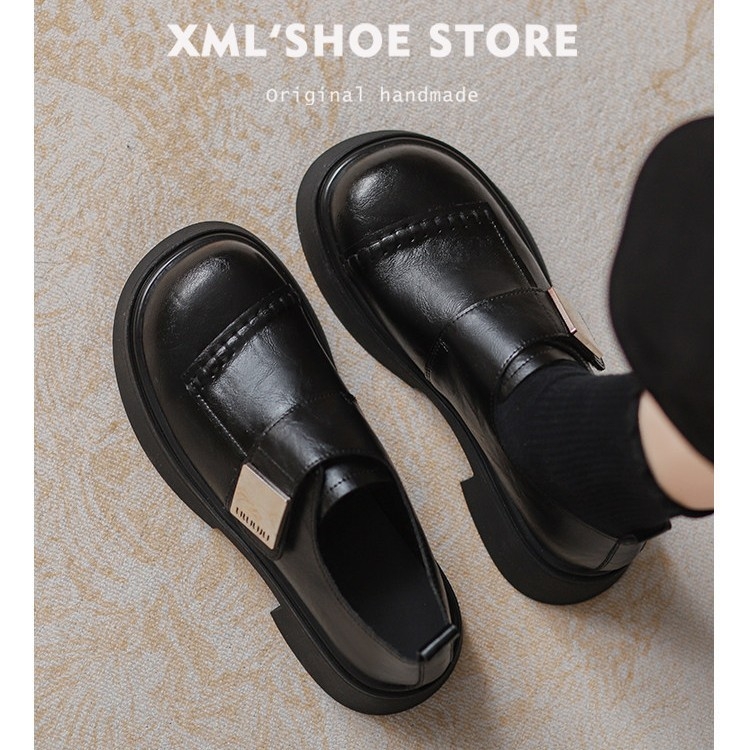 Γυναικείες loafers από μαλακό δέρμα αγελάδας, βρετανικού ύφους, άνοιξη 2026, ρετρό παχιά σόλα, κατάλληλες για καθημερινή χρήση
