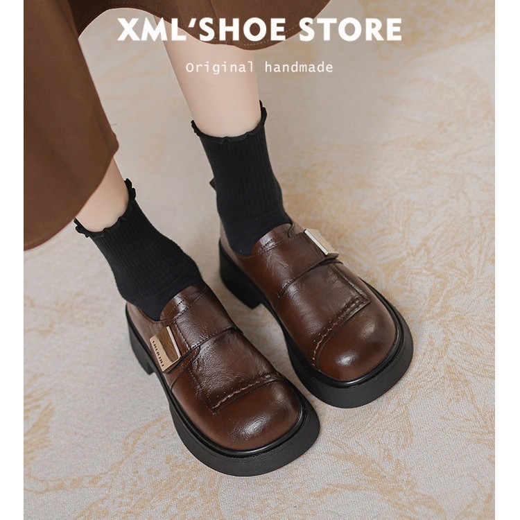 Γυναικείες loafers από μαλακό δέρμα αγελάδας, βρετανικού ύφους, άνοιξη 2026, ρετρό παχιά σόλα, κατάλληλες για καθημερινή χρήση