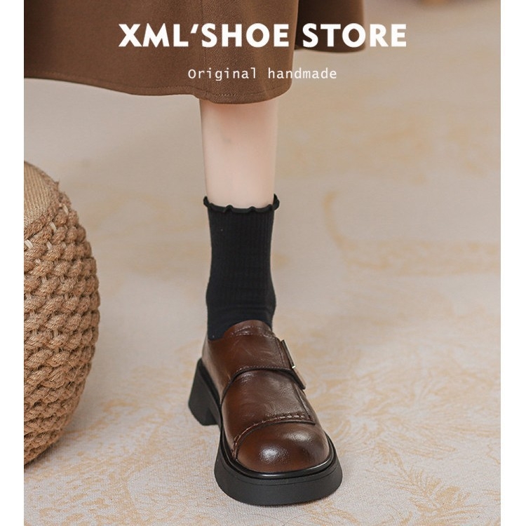 Γυναικείες loafers από μαλακό δέρμα αγελάδας, βρετανικού ύφους, άνοιξη 2026, ρετρό παχιά σόλα, κατάλληλες για καθημερινή χρήση