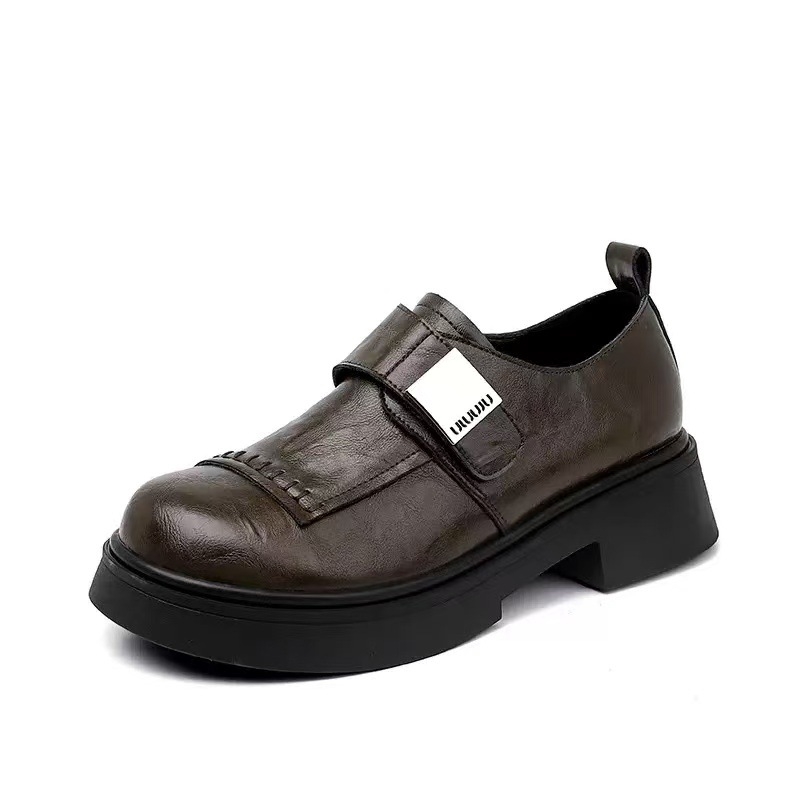 Γυναικείες loafers από μαλακό δέρμα αγελάδας, βρετανικού ύφους, άνοιξη 2026, ρετρό παχιά σόλα, κατάλληλες για καθημερινή χρήση