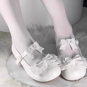 Little Dream Bell Ženske Lolita cipele s niskim heelom i okruglim vrhom, kožne balerine s cvjetnim uzorkom