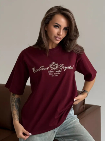 Ženski T-shirt kratkih rukava, 100% pamuk, ležerni široki kroj, ulicni retro stil, tisak s tekstom, okrugli izrez, inspirirano Harajuku, ljeto 2025