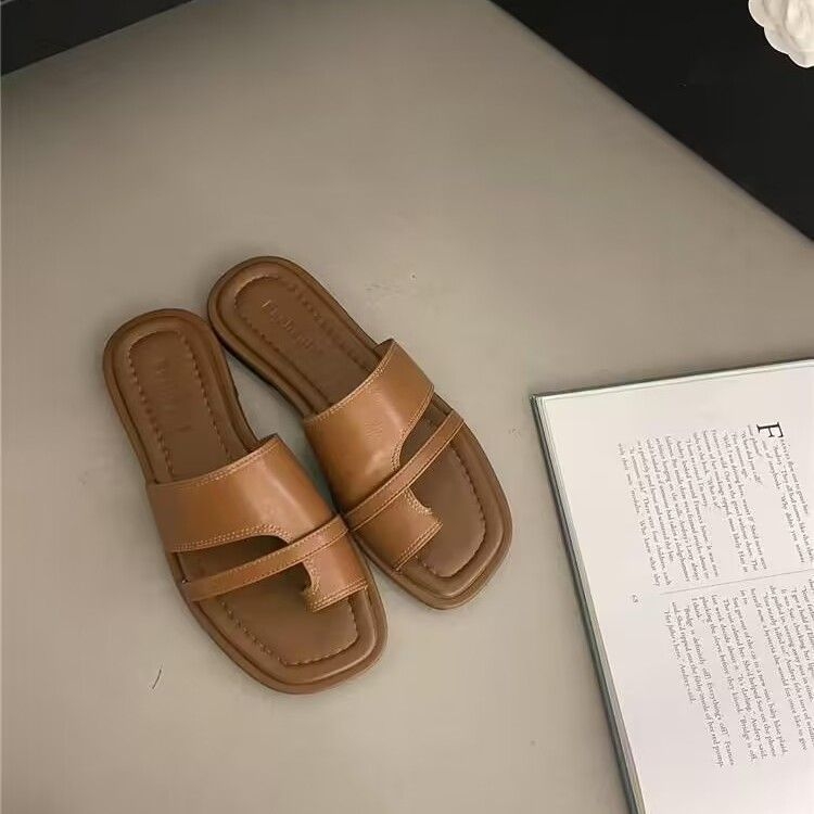 Ženske slip-on rimske sandale s otvorenim prstom, ljetni stil 2025, korejski retro stil