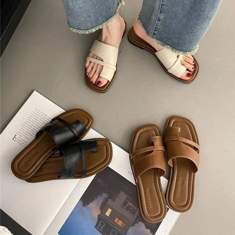 Ženske slip-on rimske sandale s otvorenim prstom, ljetni stil 2025, korejski retro stil
