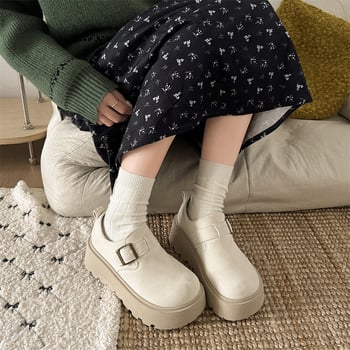 Ženske retro loaferice s debelim potplatom, casual cipele za dnevno nošenje s blagim podizanjem
