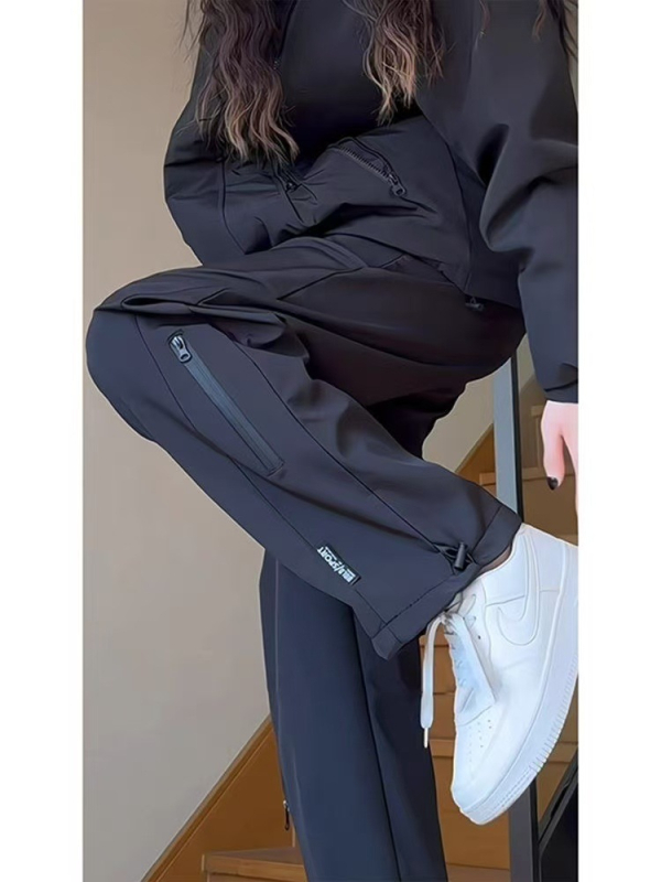 Ženske hlače za outdoor s fleece podstavom, vodootporne i otporne na vjetar, ravni kroj, radni stil, za planinarenje u proljeće, jesen i zimu