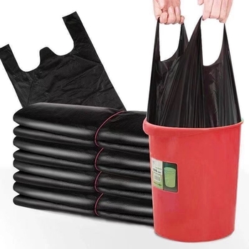 Crna PE vreća za otpadke, 32-40 L, ručna, deblja, kuhinja i ured, stil prsluka