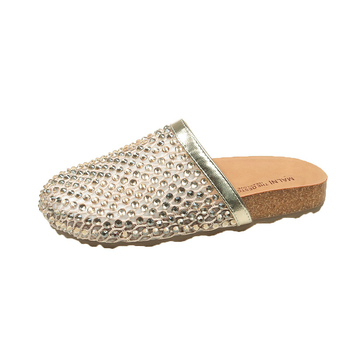 Ženske mrežaste sandale s rhinestones, zatvorenim prstom, slip-on mule, ljeto 2025