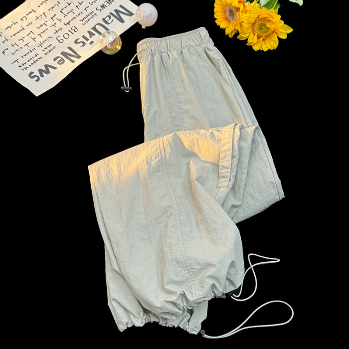 Ženske hlače za planinarenje u američkom stilu sa šnurlom, lagane ljetne, Ice Silk brzo suše jogger hlače za male veličine