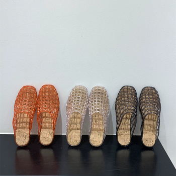 Ženske kristalne jelly tenisice sa zatvorenim prstom, ravna potplat, prozirni mrežasti gornji dio, slip-on