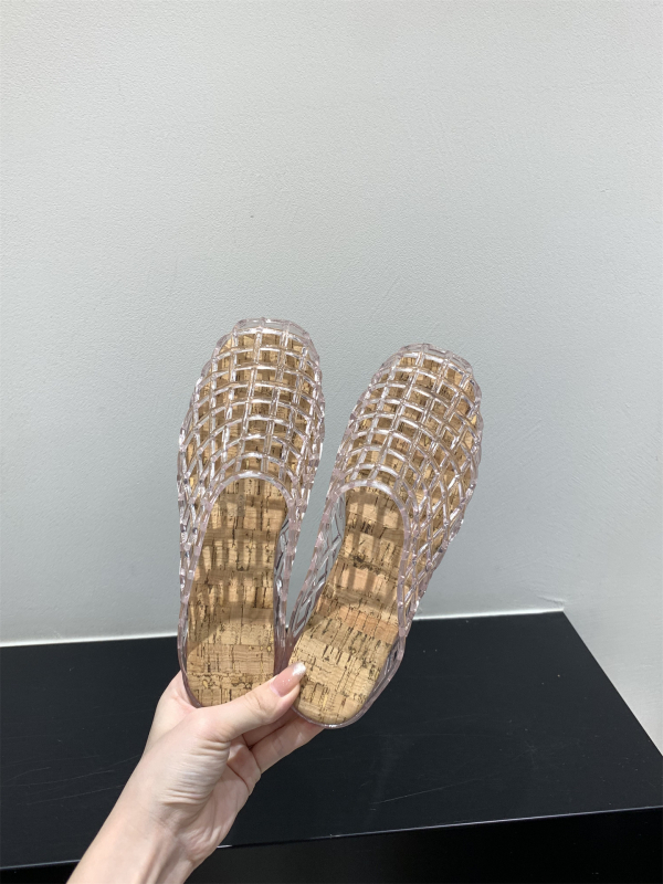 Ženske kristalne jelly tenisice sa zatvorenim prstom, ravna potplat, prozirni mrežasti gornji dio, slip-on
