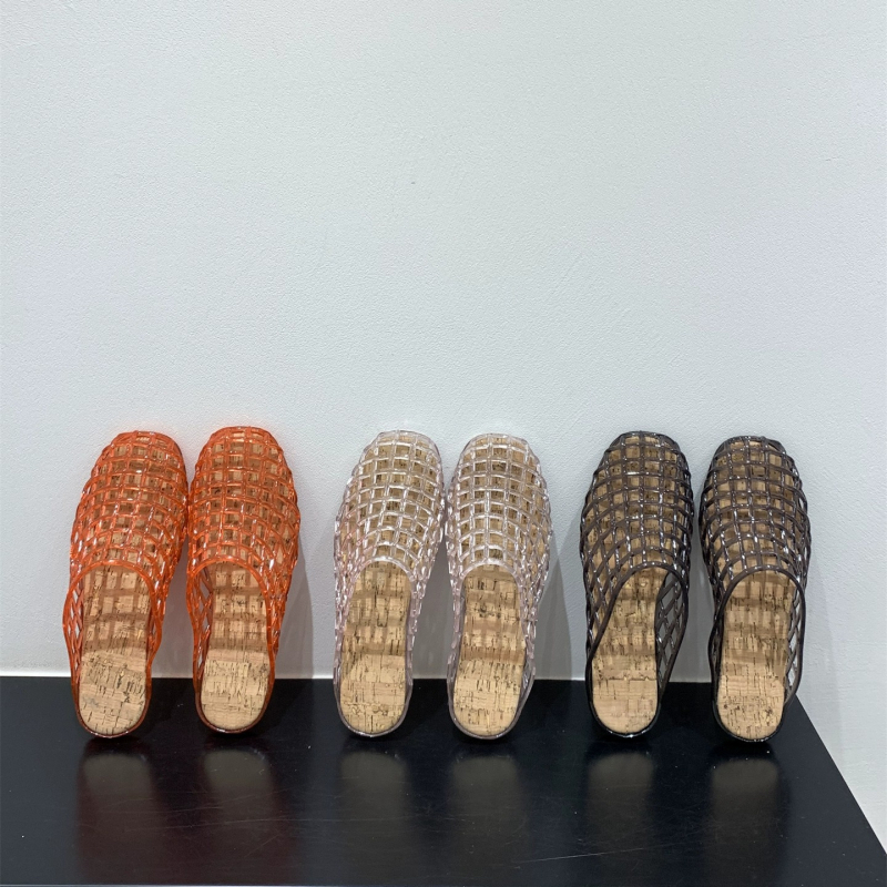 Ženske kristalne jelly tenisice sa zatvorenim prstom, ravna potplat, prozirni mrežasti gornji dio, slip-on