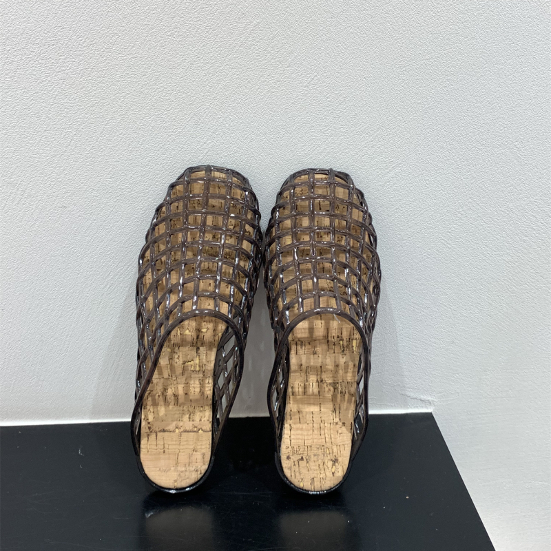 Ženske kristalne jelly tenisice sa zatvorenim prstom, ravna potplat, prozirni mrežasti gornji dio, slip-on