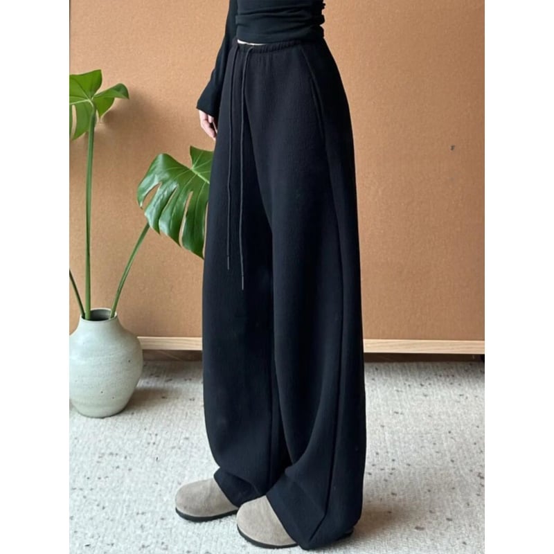 Ženske široke hlače u jednoj boji, bananski stil, tople udobne hlače ravnog kroja za jesen-zimu, japansko-korejski casual stil