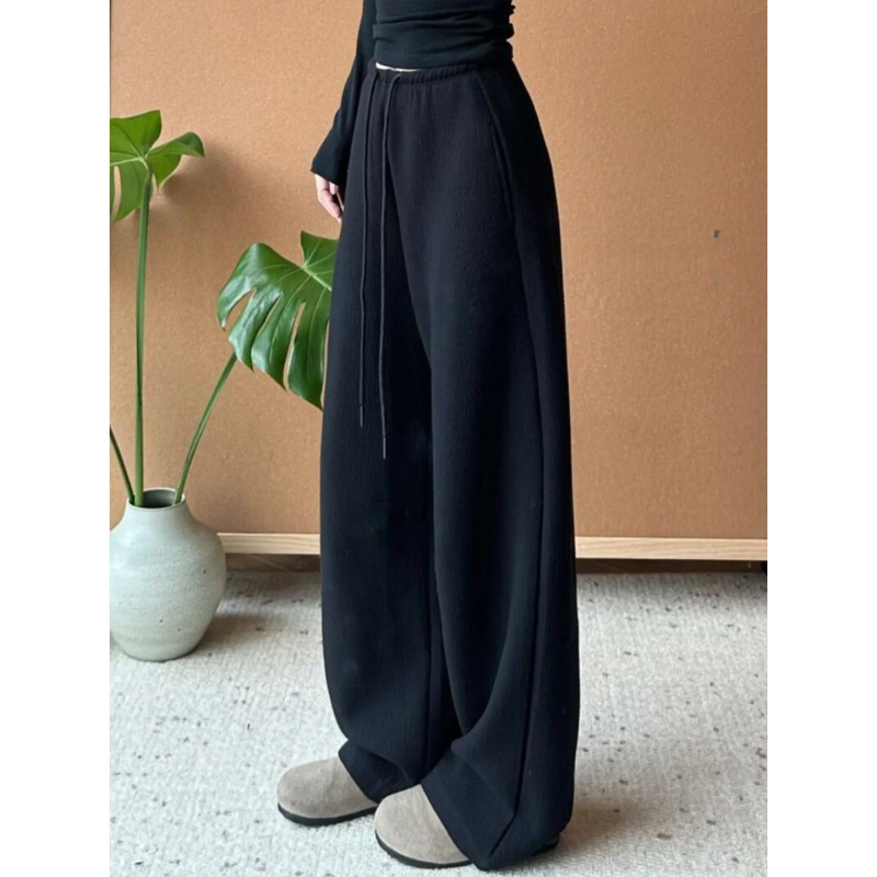 Ženske široke hlače u jednoj boji, bananski stil, tople udobne hlače ravnog kroja za jesen-zimu, japansko-korejski casual stil