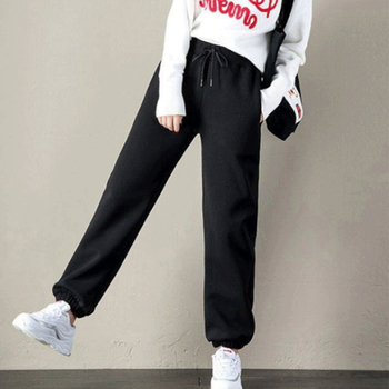 Ženske hlače s flisom, udobnog širokog kroja, tople za jesen i zimu, casual sportski stil