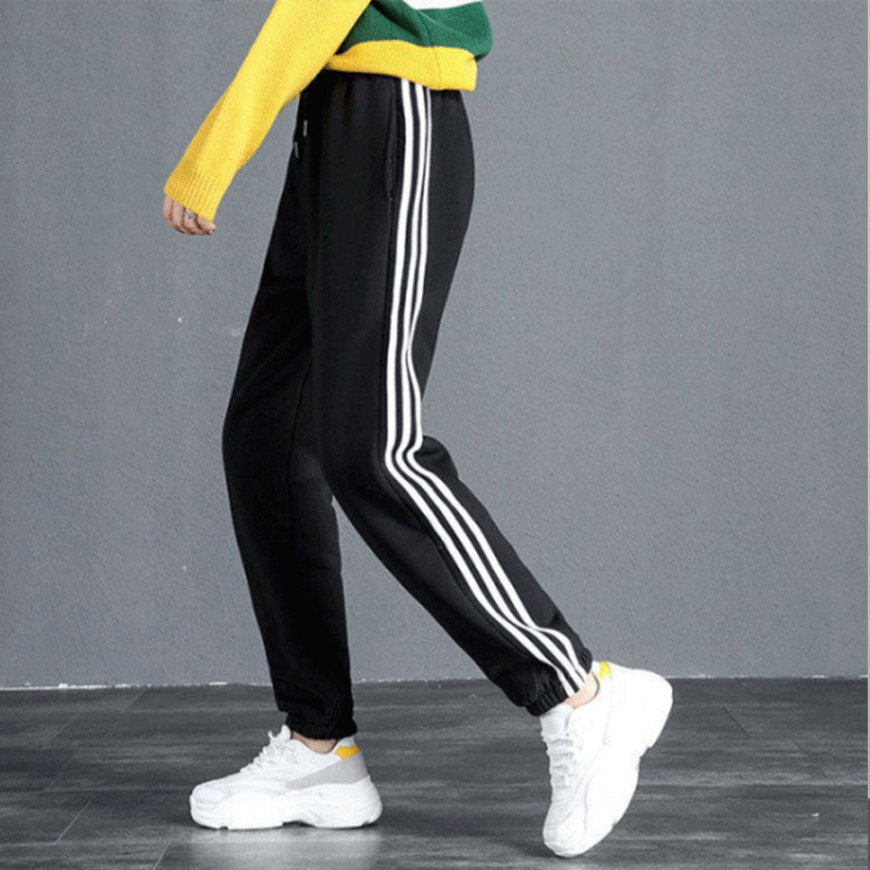 Ženske hlače s flisom, udobnog širokog kroja, tople za jesen i zimu, casual sportski stil