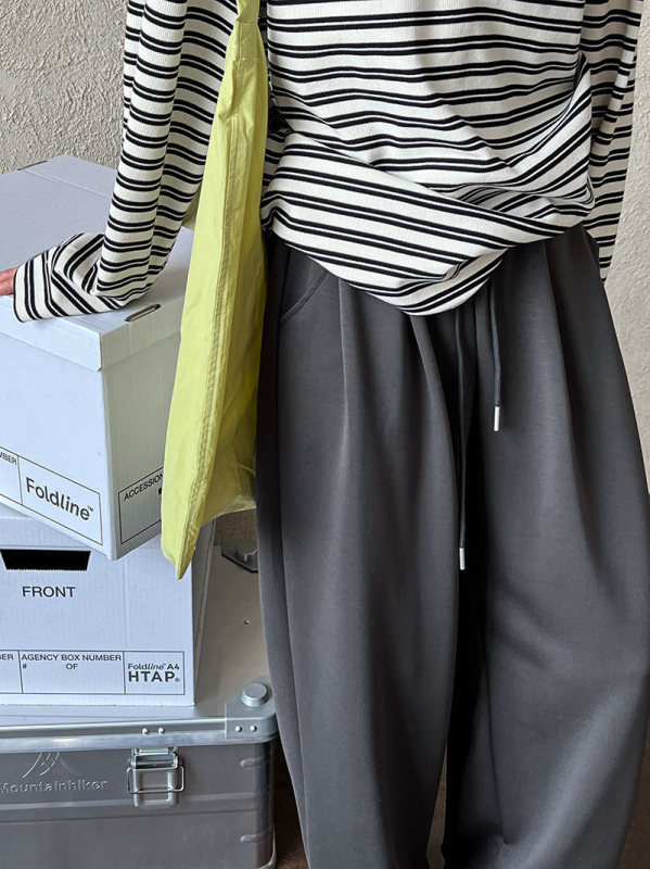 Luxi ženske hlače s vezicama, jesen 2024, uske krojeve, duge hlače do poda s slojem zraka i drapiranjem, 2916