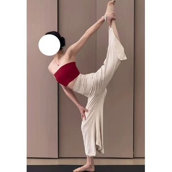 Ženske hlače za jogu i pilates s visokim strukom, širokim krojem i širokim nogavicama, od poliestera