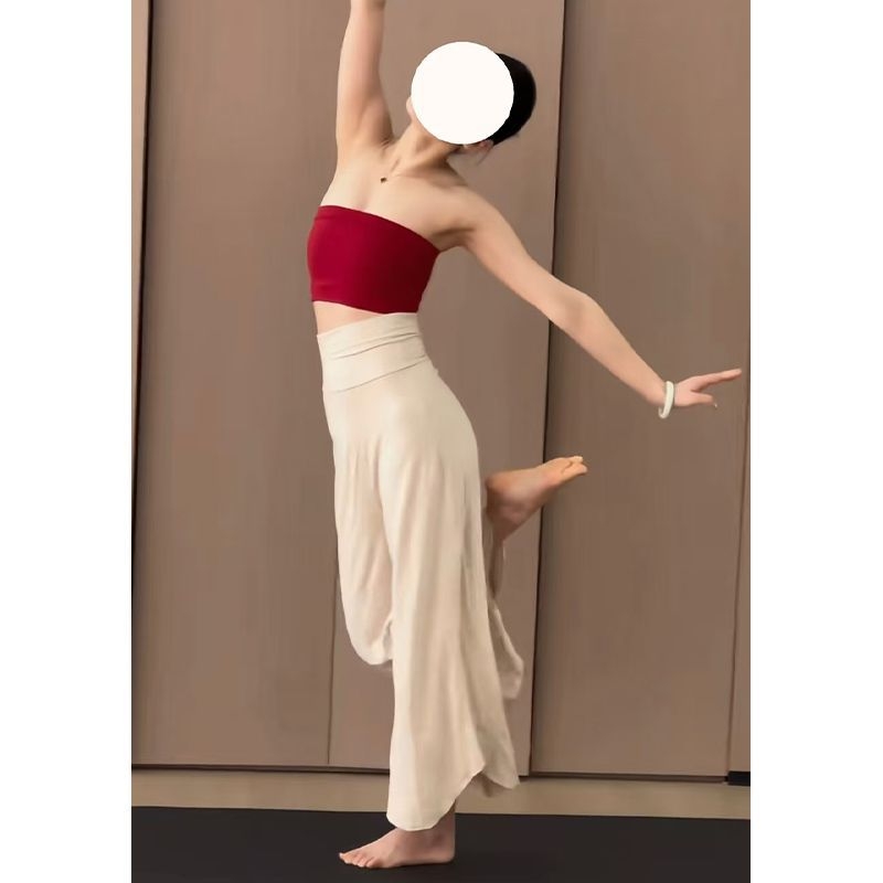 Ženske hlače za jogu i pilates s visokim strukom, širokim krojem i širokim nogavicama, od poliestera
