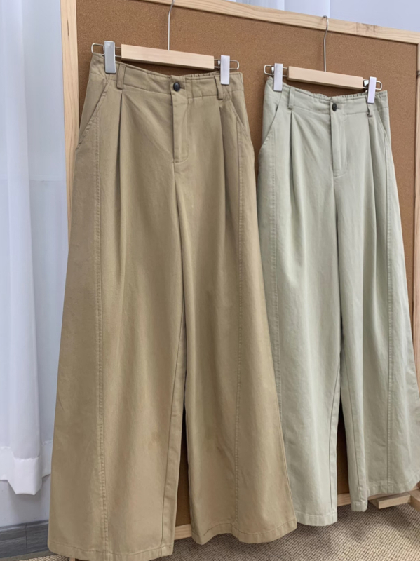 Ženske široke hlače s drapiranim detaljem, casual stil, visoki pojas, duge hlače