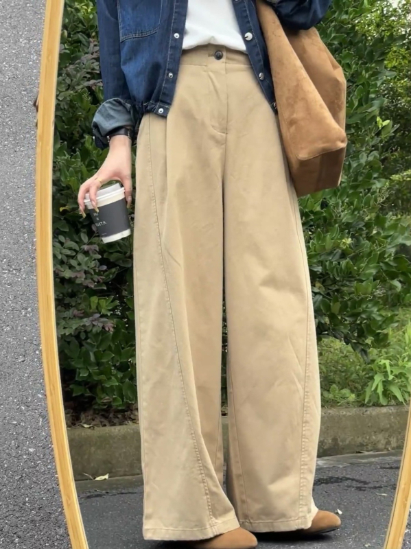 Ženske široke hlače s drapiranim detaljem, casual stil, visoki pojas, duge hlače