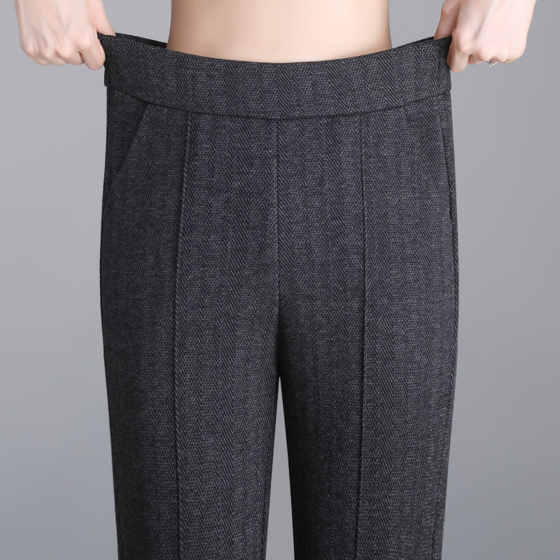 Ženske vunene hlače s mikroflareom, visokim strukom, casual i retro stil, zimska flis podstava.